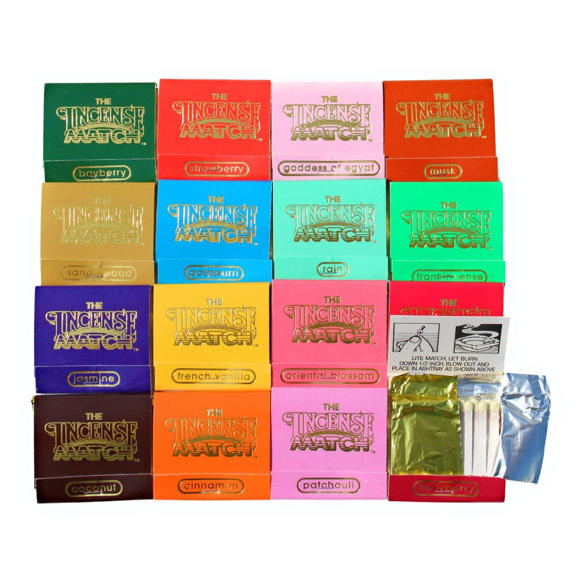 16 Pack Incense Matches: Variety Pack - Scented Bathroom Matches - Eliminates Bathroom Odors - Pleasant Incense - 30 Strikes per Matchbook, 480 Strikes per Purchase -Stocking Stuffer- Unique Gift