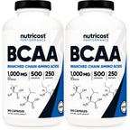 Nutricost BCAA 1000mg, 500 Capsules, 2:1:1 Branched Chain Amino Acids | 250 Servings, 500mg L-Leucine, 250mg L-Isoleucine, 250mg L-Valine