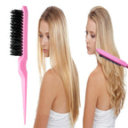 6PCS Hair Styling Tools Kit, Boar Bristle Wooden Brush, Rat Tail Metal Pin Parting Comb Edge Control Brush,Bristle Teasing Hair Brush Topsy Tail Loop Tools for Women Braiding & Edge Styling