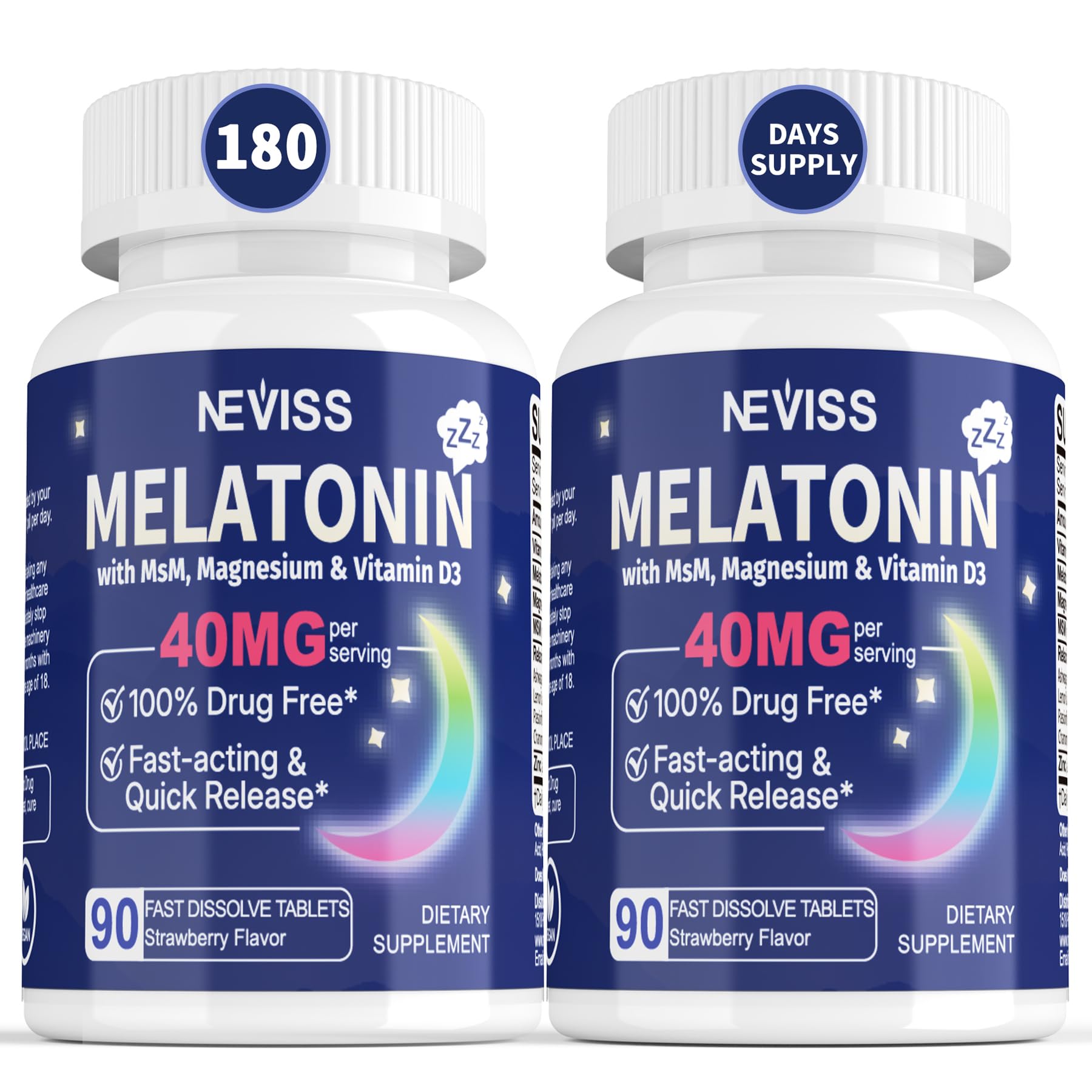 NEVISS Melatonin 50 mg for Adults - Extra Strength 9-in-1 Fast Dissolve Sublingual - High Dose with Magnesium Glycinate, Vitamin D3, Ashwagandha, Lemon Balm, Chamomile, Sugar Free, Vegan,60 Tablets