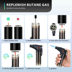 Torch Lighter, 5 Pack, Butane Lighters, Windproof Butane Refillable Jet Torch Flame Gas Lighter, Multi Utility Lighters for Candles Fireplaces Campfires BBQ Grill Pilot Lights (Without Fuel)