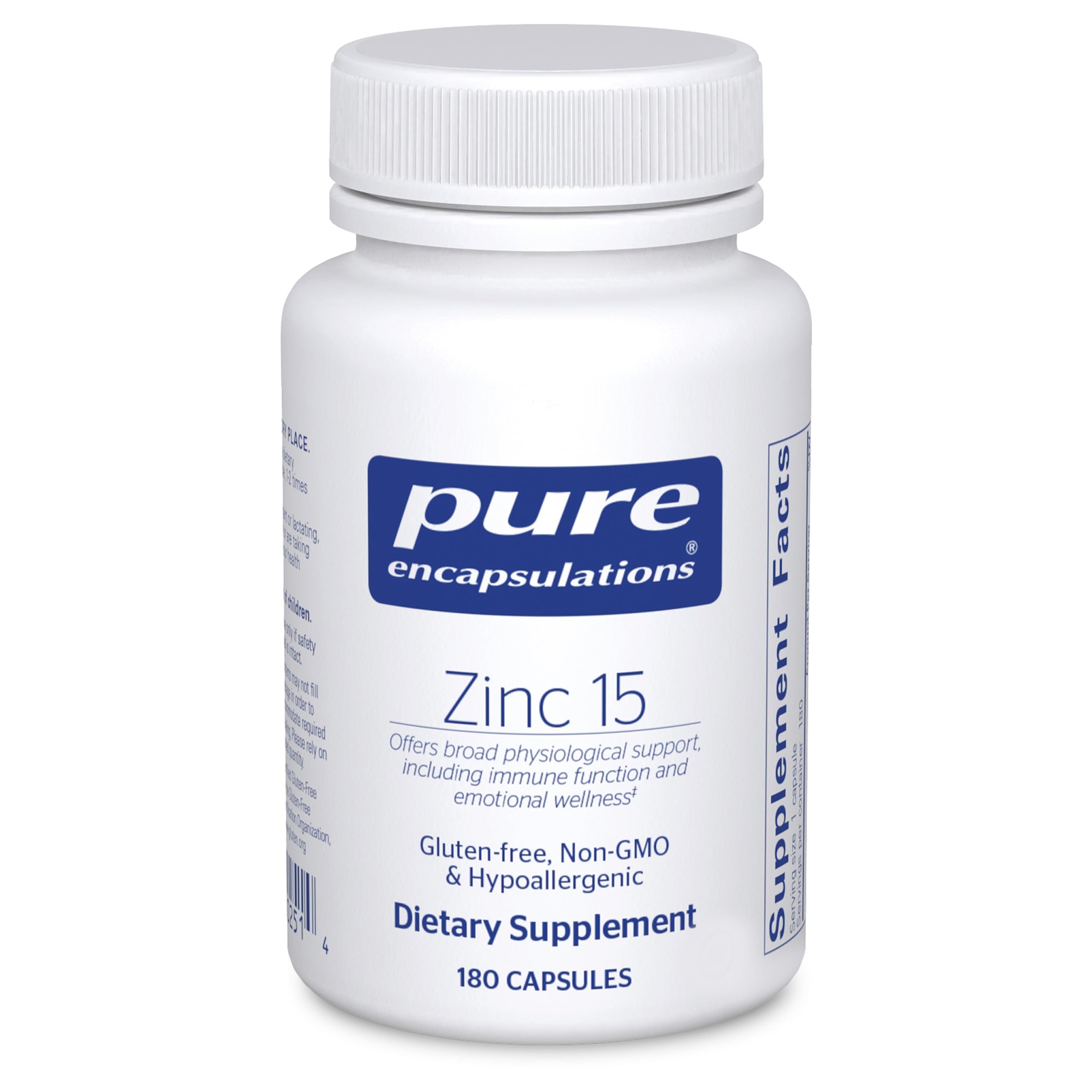 Pure Encapsulations Zinc 15 mg, 30 Capsules | Zinc Picolinate Supplement for Immune System Support, Growth and Development, Supports a Healthy Mind Set*