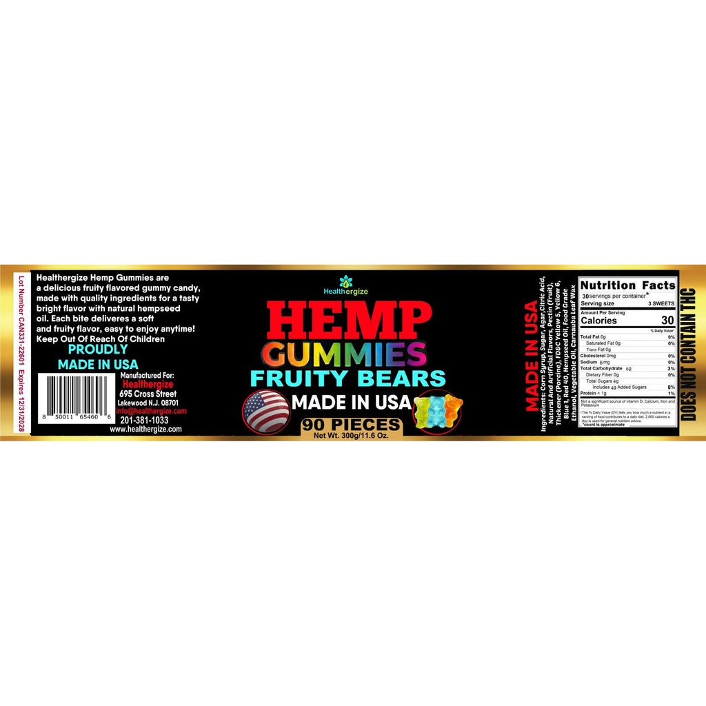 Hemp Gummies for Sleep - Nighttime Support for Relax and Calm-Omega Hemp Oil Infused Gummy Bears, Peace and Focus-Natural Fruity Flavors Edibles-Made in USA-90 Bears