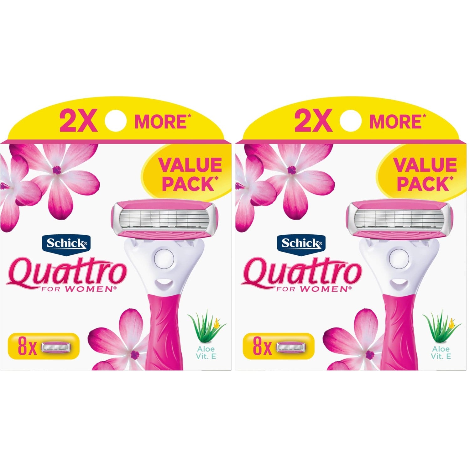 Schick Quattro Womens Razor for Shaving Refllls, Razors for Women Value Pack, Ladies Razors for Legs - 8 Count