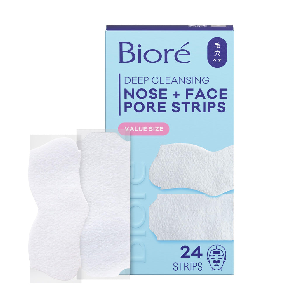 Biore Blackhead Remover Pore Strips, Deep Cleansing, Nose & Face, 14 ct | Nose, Chin & Forehead Use, Unclogs Pores Instantly, Oil-Free, Non-Comedogenic, Oily Skin, Skincare