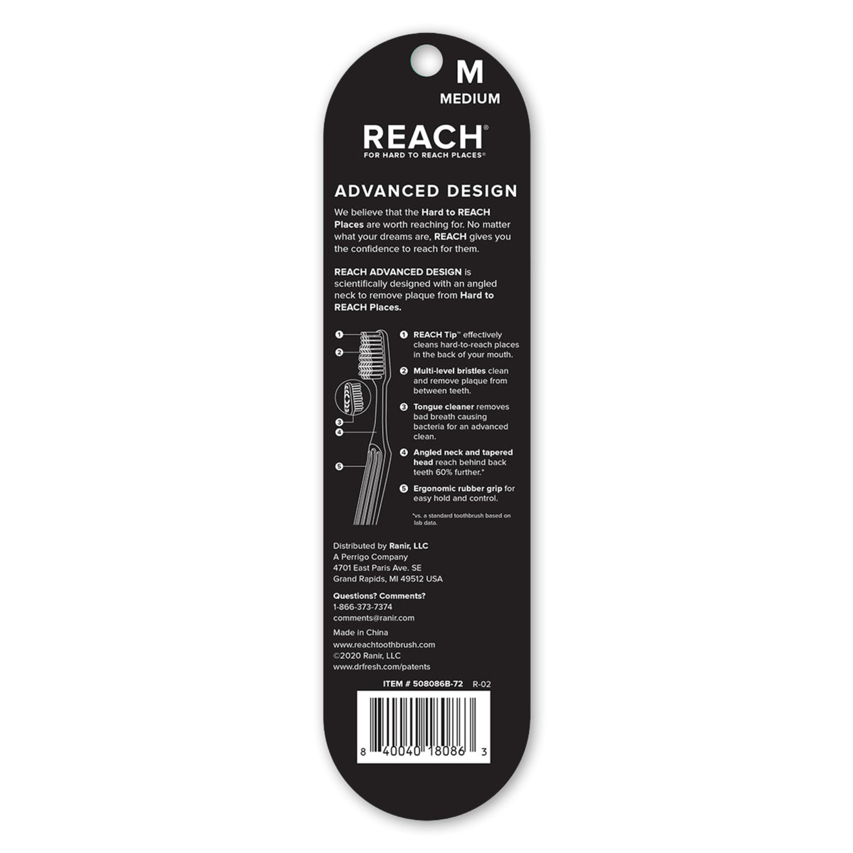 Reach Advanced Design Medium Bristle Toothbrushes, 3 Count