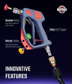 McKillans® Swivel Gun Pro - Swivel High Pressure Water Handle with 3/8" Male Plug and 1/4” Quick Connector Coupler - Power Washer Gun Compatible with Foam Cannon