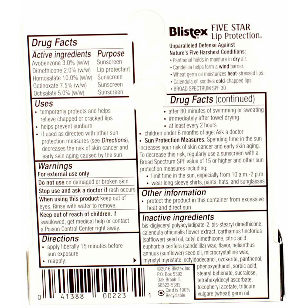 Buy now Blistex Five Star Lip Protection SPF 30 0.15 oz (Pack of 12) at indiglob india