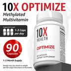 10X Health Methylated Multivitamin - 90 Capsules | Mthfr Supplement: 34-in-1 Formula, 800mcg B12, 5-MTHF & NAC, Methyl B Complex, Non-GMO