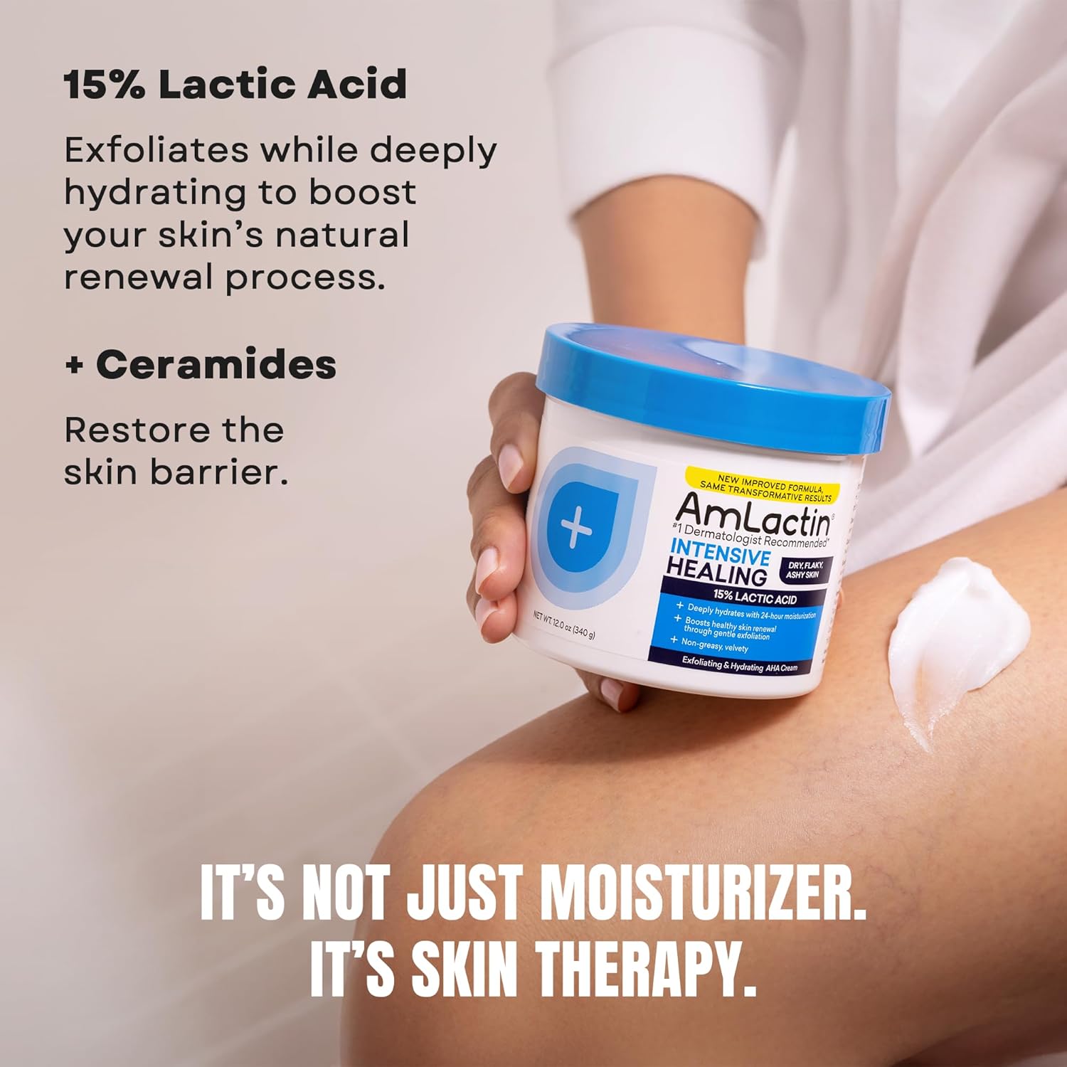 Buy now AmLactin Intensive Healing Body Cream, 12 oz Tub, 2-in-1 Exfoliator and Moisturizer for Dry Skin with 15% Lactic Acid and Ceramides for 24-Hour Moisturization at indiglob india