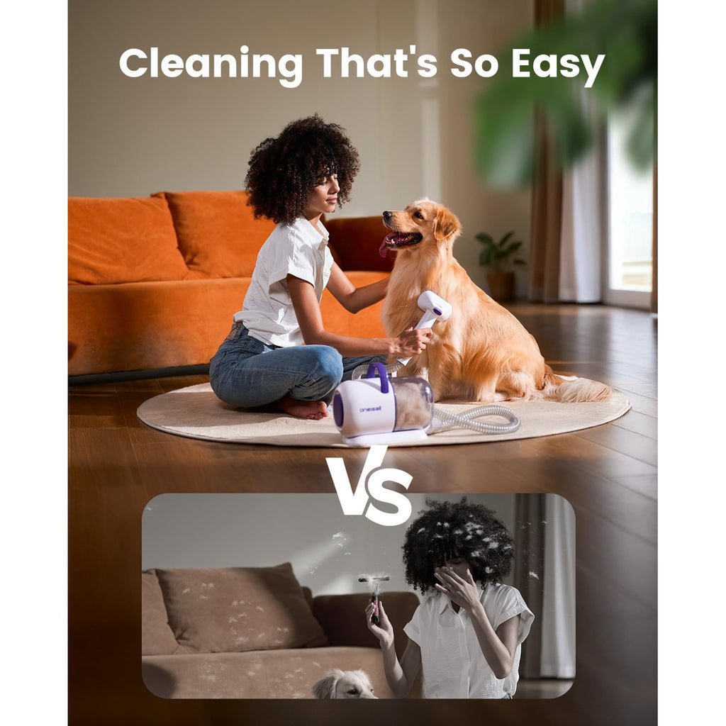 oneisall Dog Hair Vacuum Shedding Grooming Brush Kits for Pet Thick Coats