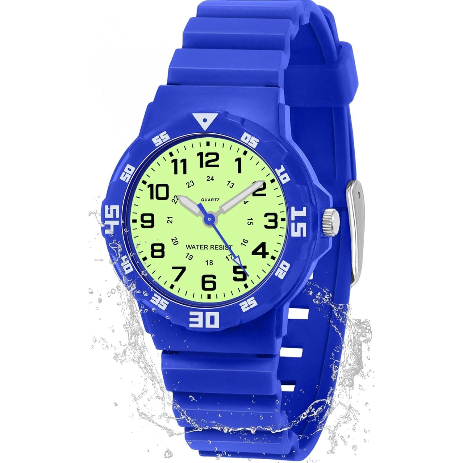 Buy now SOCICO Children Analog Watch for Boys Girls Waterproof Time Teaching Watch with Soft Band, Learning Time Wrist Watch Easy to Read Christmas Gifts for Kids Ages 3-12 Great Gifts Blue-luminous-1 at indiglob india