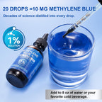 Methylene Blue Pharmaceutical Grade, Methylene Blue Drops for Humans Brain Health and Energy Support, No Formaldehyde, No Alcohol, No Gluten - 2 Fl OZ