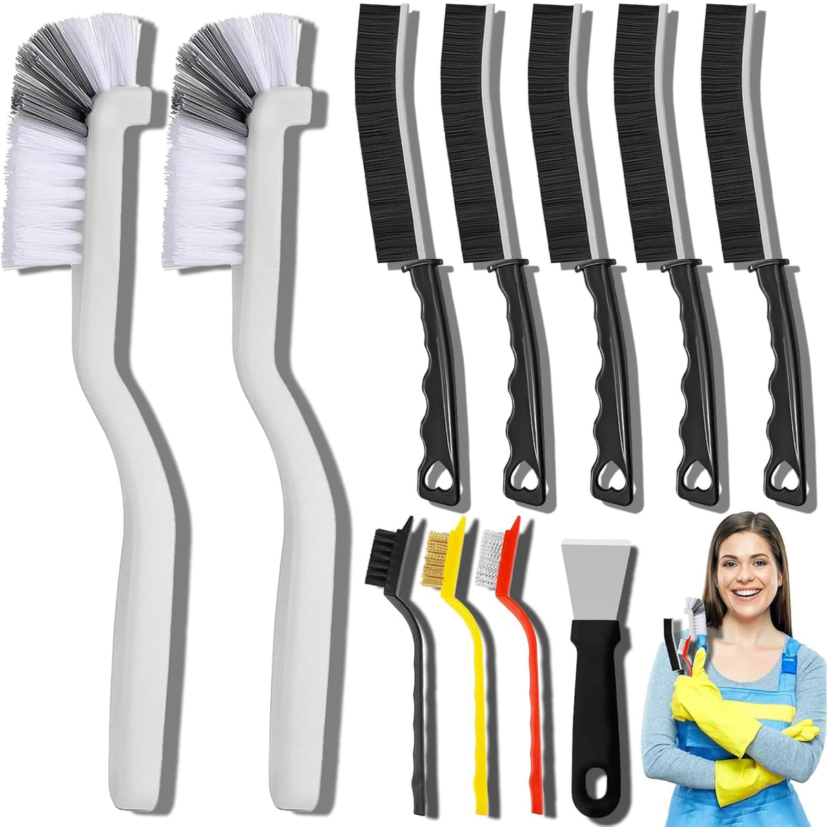 Dfacio 11Pcs Crevice Cleaning Brush Set,Multi-Purpose Cleaning Supplies