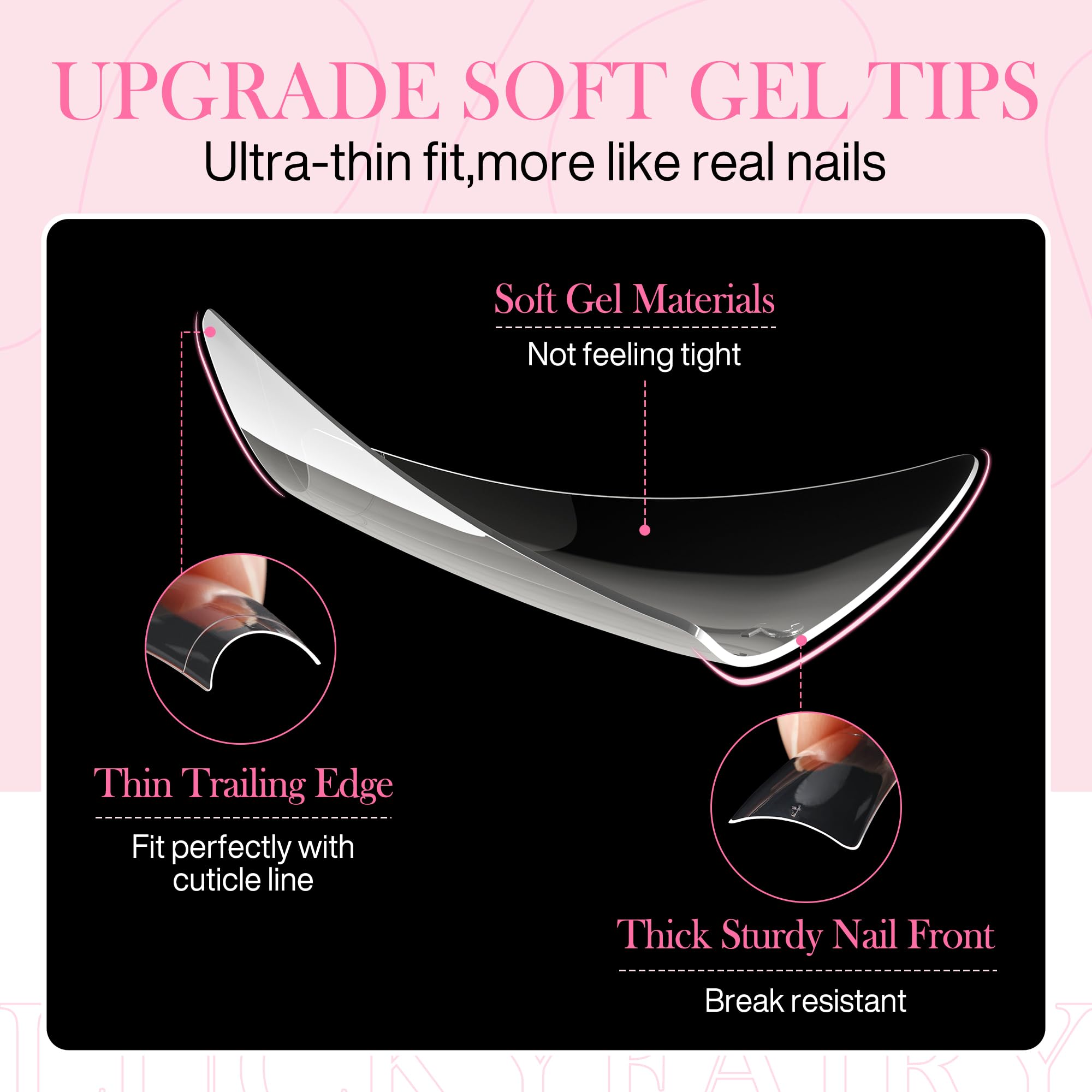 Luckyfairy Half Cover Duck Nail Tips 504 Pcs Duck Press on Nails Clear Soft Gel Short Duck Nail Tips 11 Sizes Wide French False Nails for Acrylic Nails Professional for Y2K Art Salon