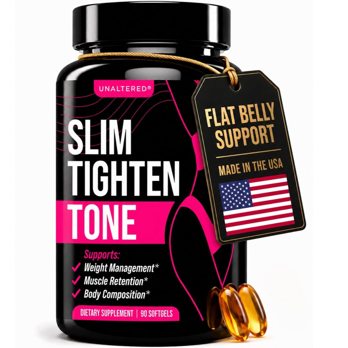 UNALTERED Belly Fat Burner for Women - Slim Waist, Lose Stomach Fat, Reduce Bloating - Natural Weight Loss Pills, Appetite Suppressant, & Metabolism Booster - 90 Capsules