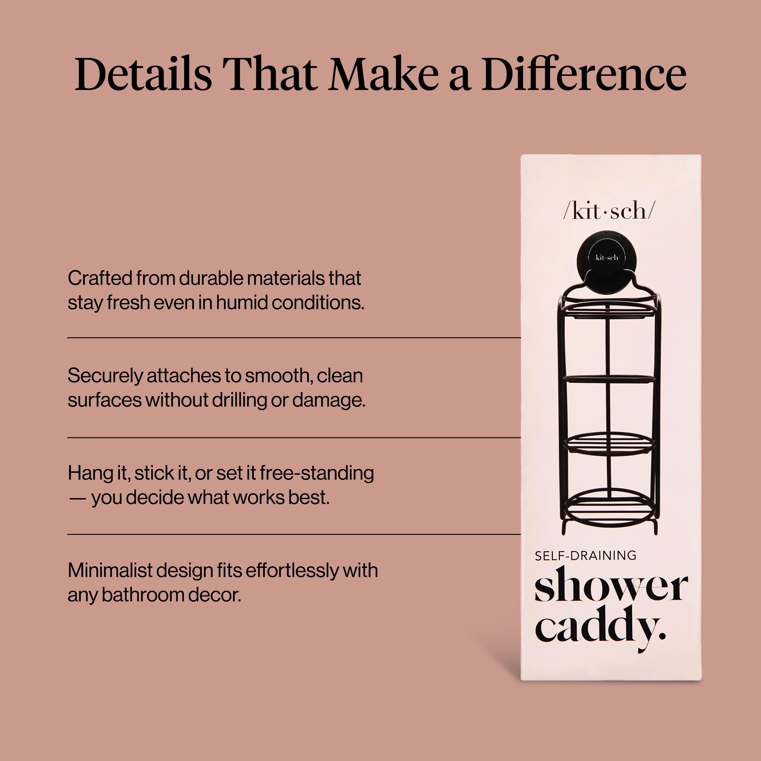 Buy now Kitsch Hanging Shower Caddy with Suction Cup ƒ?? Self-Draining Bar Soap Holder & Shower Caddy for Shampoo Bars, Conditioner Bars & Soap ƒ?? Rust Proof, Eco-Friendly, Wall Mount or Free-Standing Organizer at indiglob india