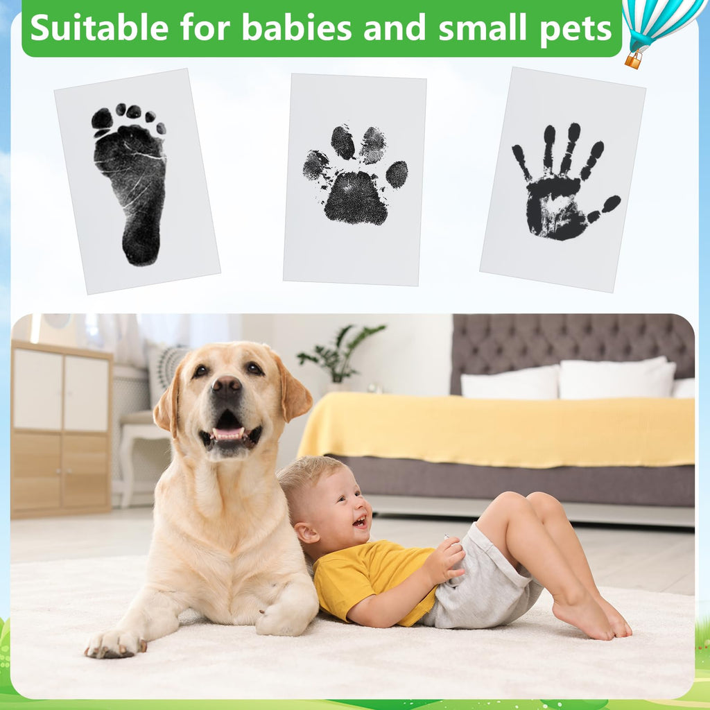 Jazb 6-Pack Newborn Baby Inkless Hand and Footprint Kit, Ink Pad Paw Print kit for Dogs, Dog Nose Print Kit, Dog Paw Print Kit - Baby Footprint Kit with Clean-Touch, 12 Imprint Cards (Jet Black)