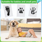Jazb 6-Pack Newborn Baby Inkless Hand and Footprint Kit, Ink Pad Paw Print kit for Dogs, Dog Nose Print Kit, Dog Paw Print Kit - Baby Footprint Kit with Clean-Touch, 12 Imprint Cards (Jet Black)