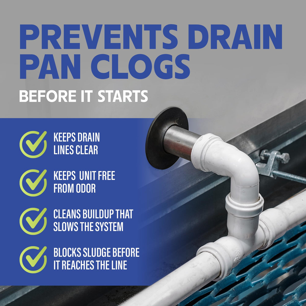 HVAC Drain Line Cleaner- Prevents Odors, Keeps HVAC Drain Pan Clean, Prevents Overflow, No residue | One Tablet Lasts up to 4 Weeks