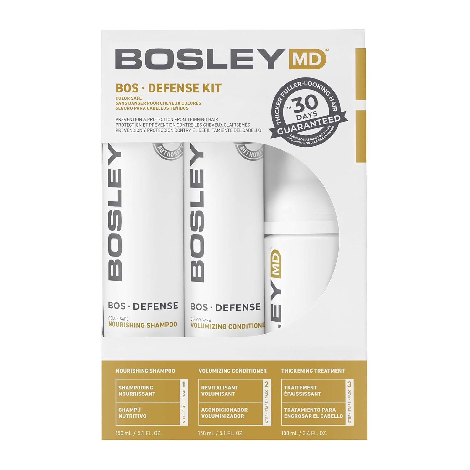 Buy now BosDefense Nourishing Shampoo, Conditioner, and Kit for Light Thinning Hair, Hair Thickening Formula, Color Safe, Starter Set and Multiple Sizes at indiglob india
