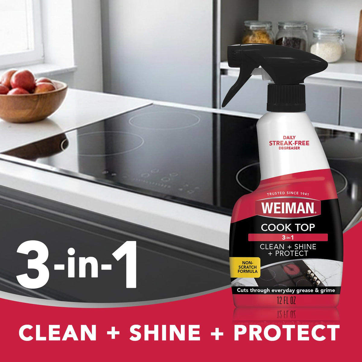 Weiman Daily Cooktop Cleaner & Degreaser, 2 Pack with Microfiber Cloth