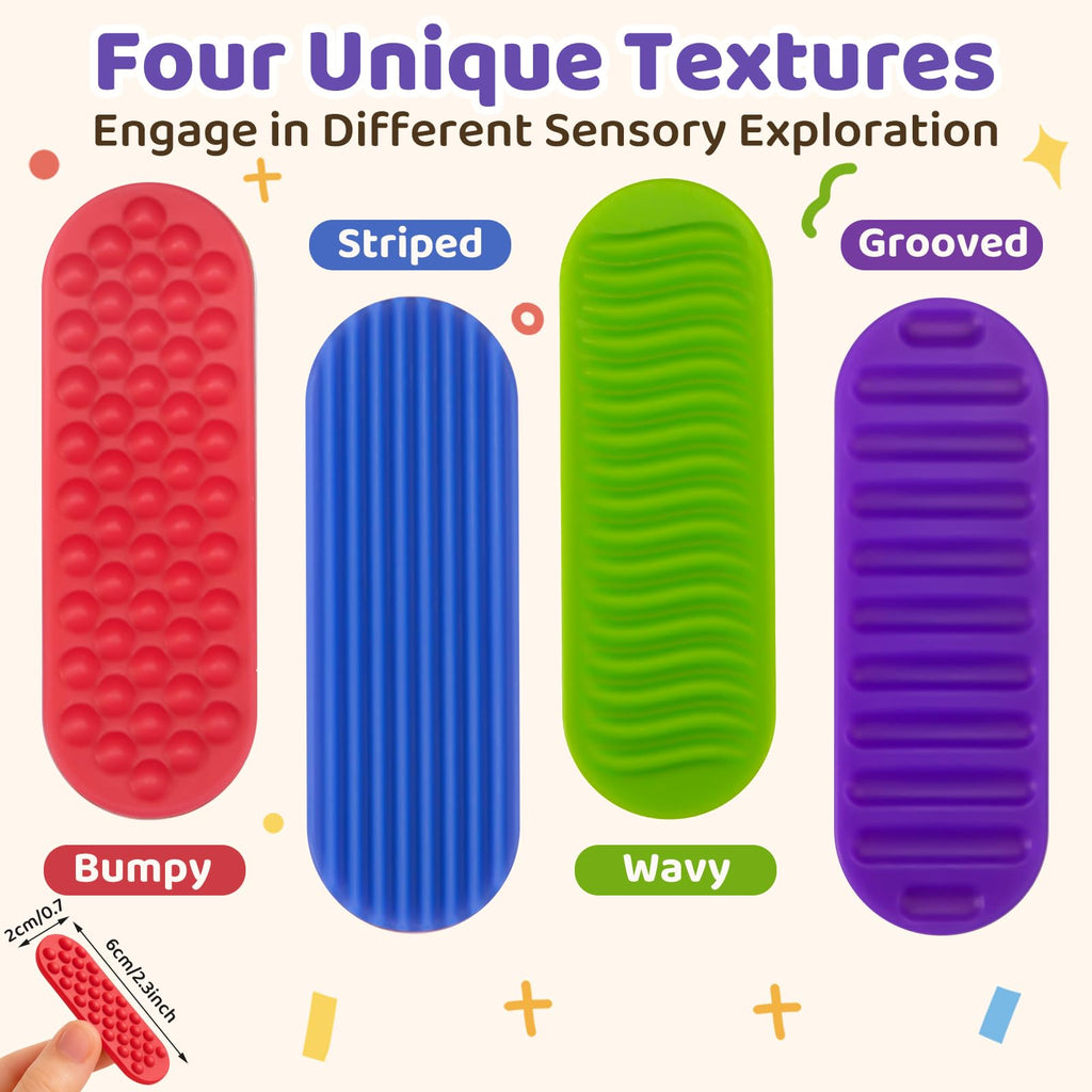 Textured Sensory Stickers for Kids & Adults, 16 Pack Silicone Calm Strips