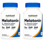 Nutricost Melatonin 5mg, 240 Tablets - 5mg Per Serving, Non-GMO, Gluten Free (Pack of 2)