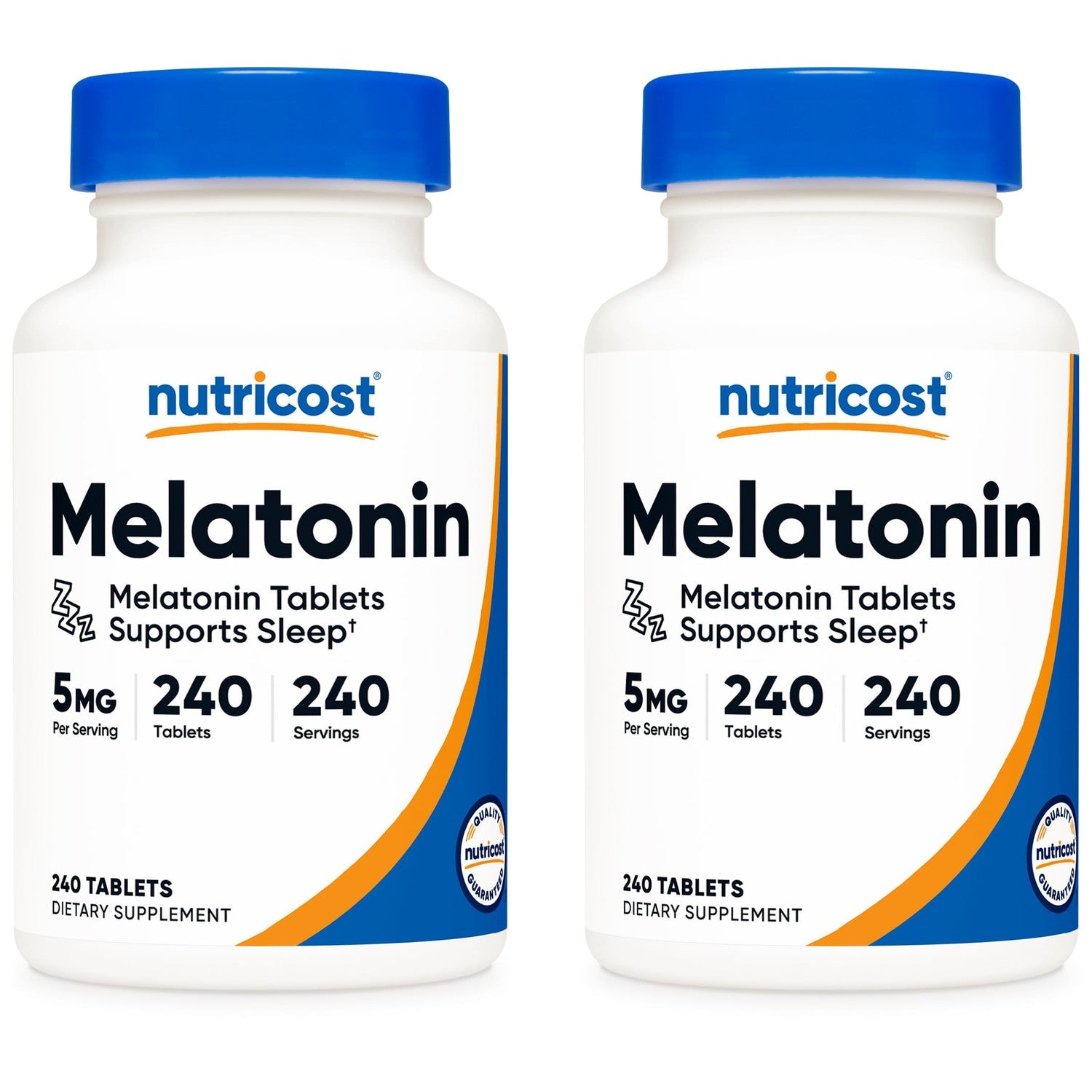 Nutricost Melatonin 5mg, 240 Tablets - 5mg Per Serving, Non-GMO, Gluten Free (Pack of 2)