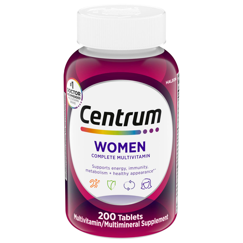 Centrum Multivitamin Tablet for Women, Multivitamin/Multimineral Supplement with Iron, Vitamins D3, B and Antioxidants - 200 Count