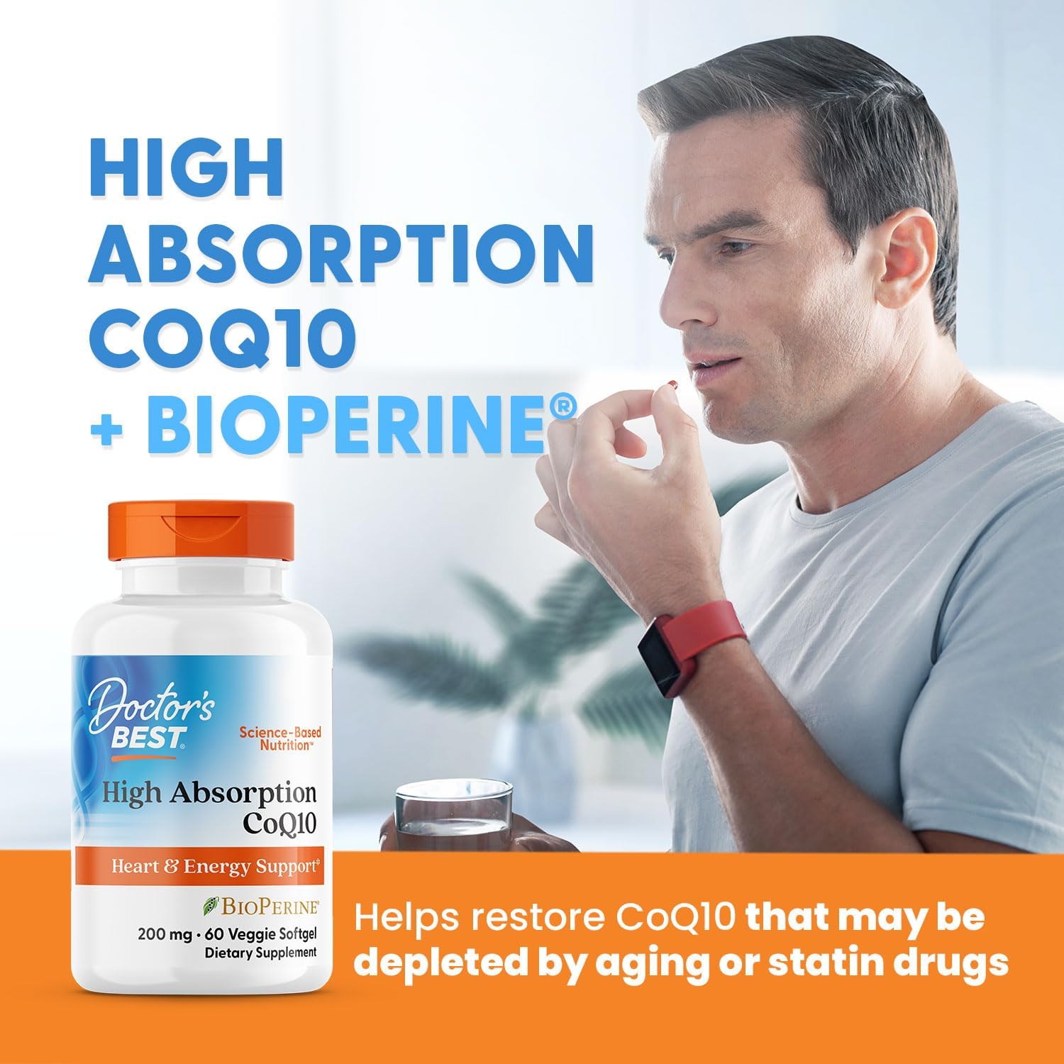 Buy now Doctor's Best High Absorption COQ10, Heart & Energy Support, USP Verified, Naturally Fermented CoQ10, Non-GMO Gluten Free, Soy Free, 60 Veggie Softgels at indiglob india