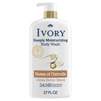 Ivory Body Wash, Deeply Moisturizing, 24hr Nourishing Hydration, Soothes Itchy Dry Skin, Made with Shea Butter Blend, Free of Dyes Heavy Perfumes Parabens & Phthalates, Oatmilk Scent, 27 oz