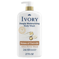 Ivory Body Wash, Deeply Moisturizing, 24hr Nourishing Hydration, Soothes Itchy Dry Skin, Made with Shea Butter Blend, Free of Dyes Heavy Perfumes Parabens & Phthalates, Oatmilk Scent, 27 oz