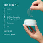 Good Molecules Caffeine Energizing Hydrogel Eye Patches - Eye Mask with Hyaluronic Acid Hydrate and Reduce Puffiness - Pack of 30, Skincare for Face