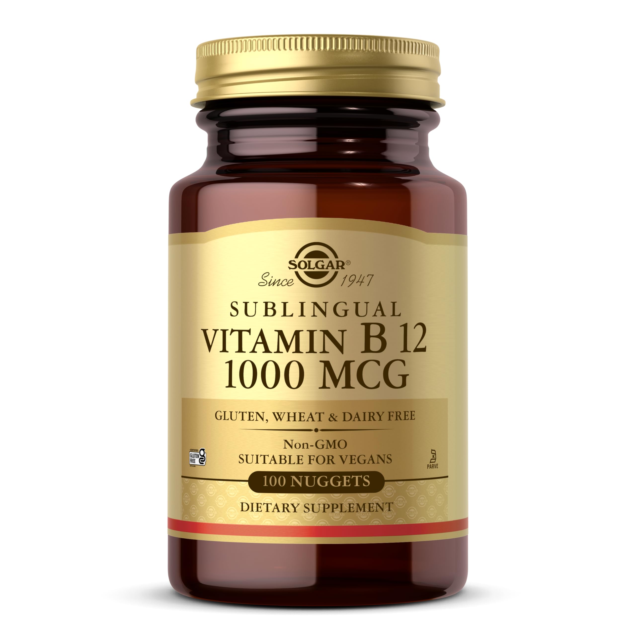 Solgar Vitamin B12 1000 mcg, 250 Nuggets - Supports Production of Energy, Red Blood Cells - Healthy Nervous System - Promotes Cardiovascular Health - Vitamin B - Non-GMO, Gluten Free - 250 Servings