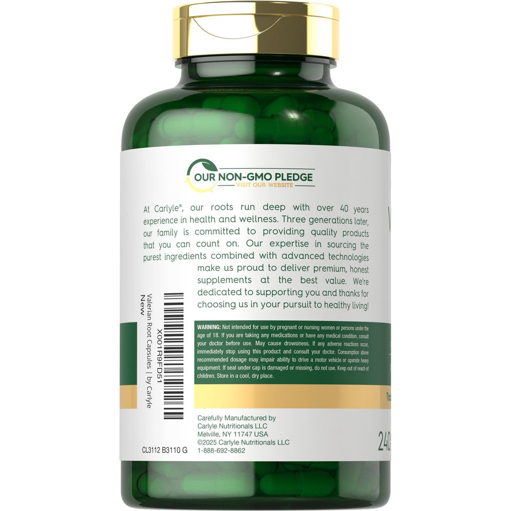 Carlyle Valerian Root Extract Supplement | 240 Capsules | Traditional Herbal Formula | Non-GMO & Gluten Free