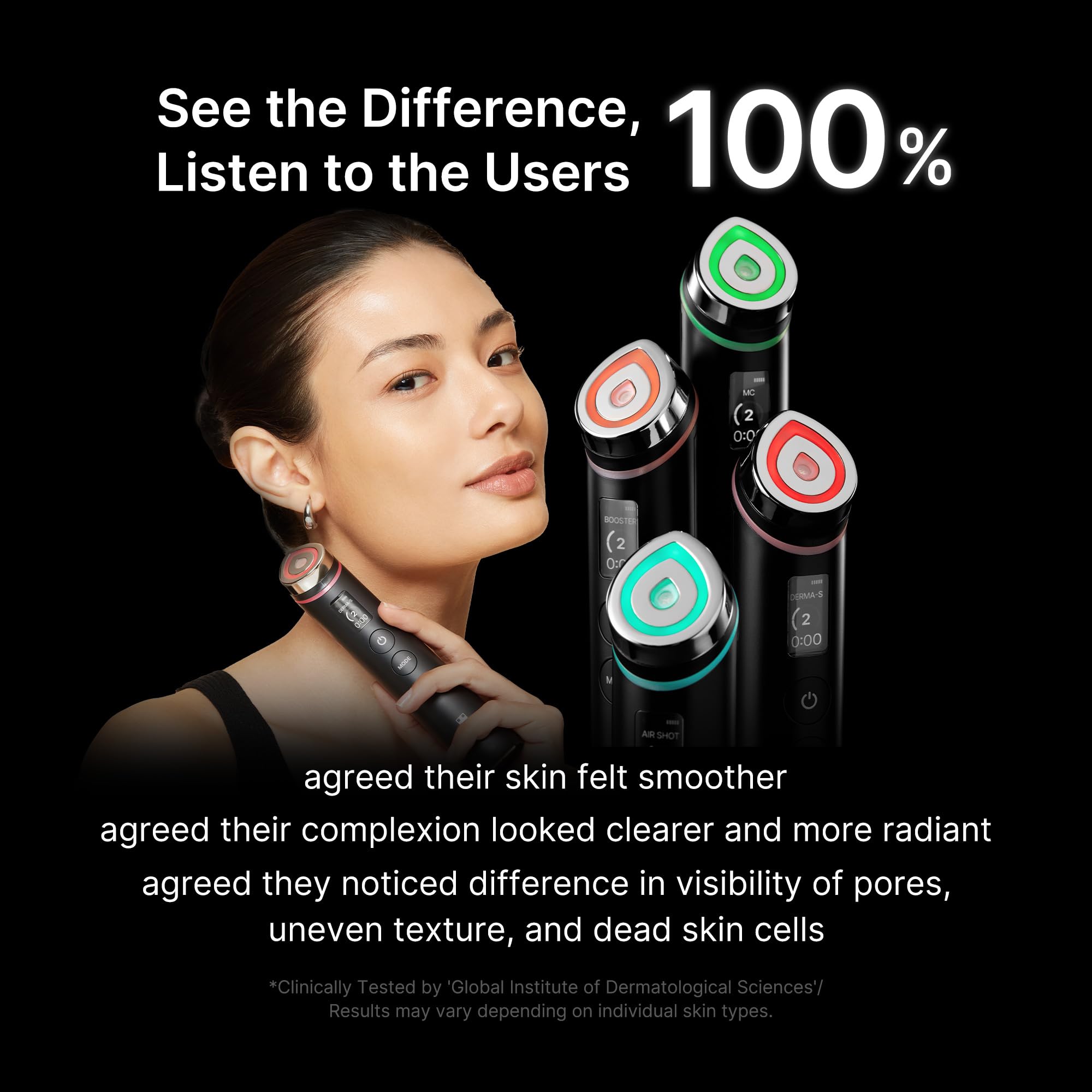 medicube Booster Pro - 6 in 1 Real Glass Glow Beauty Massager, Black | 6-in-1 Real Glass Glow Beauty Massager - for Clear, Radiant, Firmer-Looking Skin, Korean Skin Care, Black
