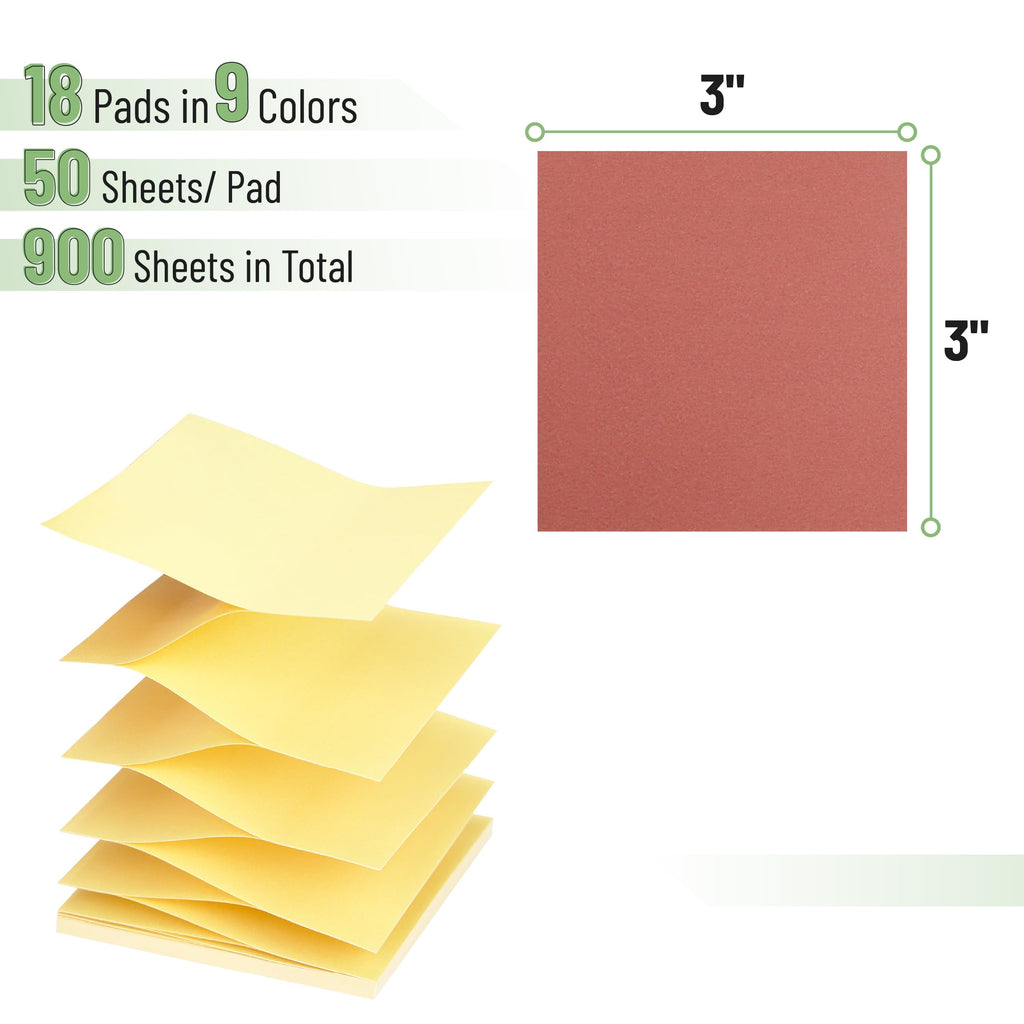 Mr. Pen- Pop Up Sticky Notes 3x3 Refills, 18 Pads, 900 Sheets