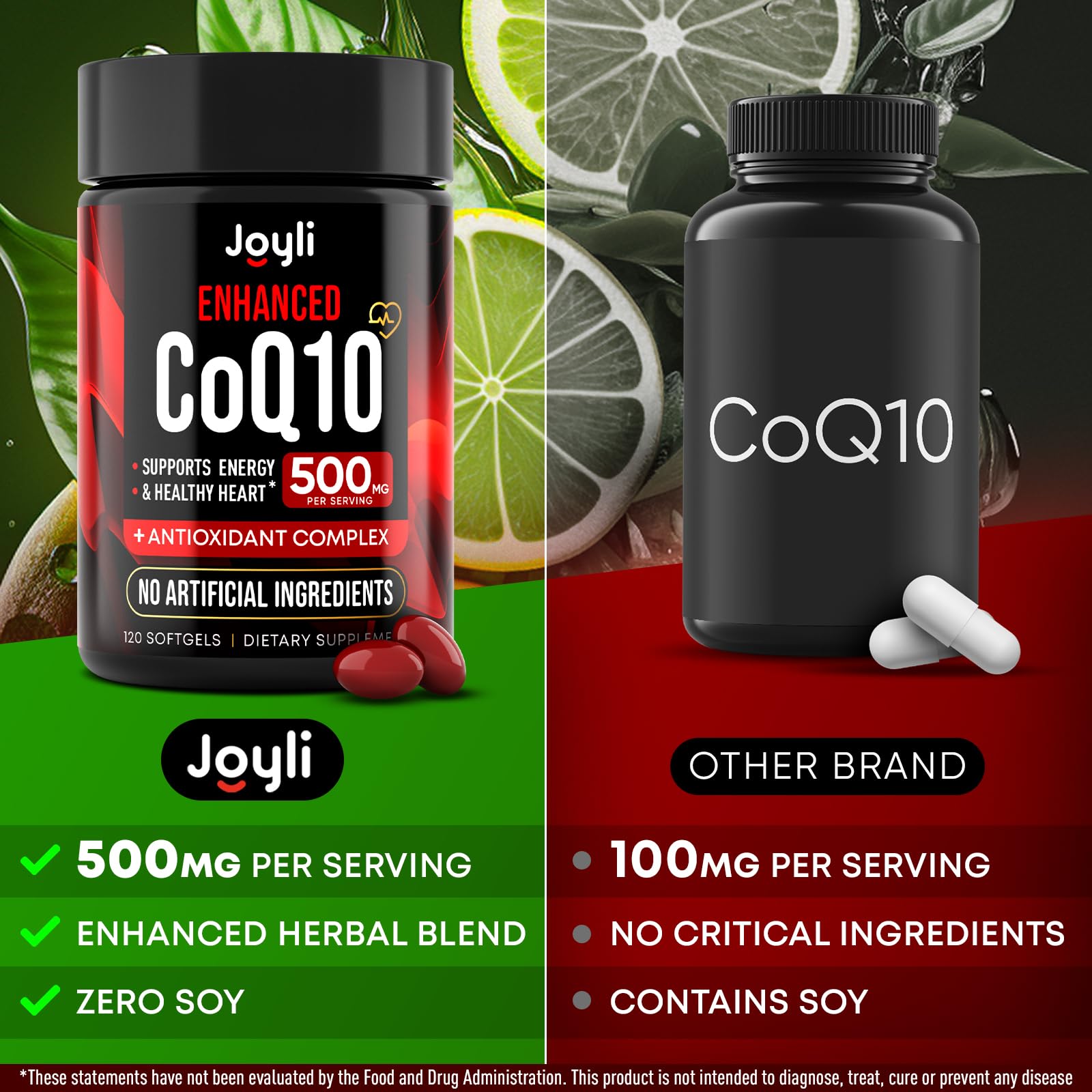 JOYLI Nutrition 2 Pack CoQ10 500mg - High Absorption Coenzyme Q10 Supplement - Co Q 10 for Energy & Vitality - Alternative to CoQ10 400mg & 300mg - 240 Softgels