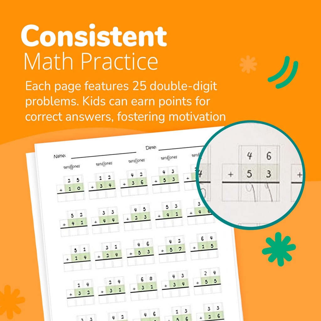Channie's One Page A Day Double Digit Math Problem Workbook for 1st Graders, 2nd Graders, and 3rd Grade Simply Tear Off On Page a Day For Math Repetition Exercise! Addition and Subtraction Workbook