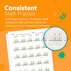 Channie's One Page A Day Double Digit Math Problem Workbook for 1st Graders, 2nd Graders, and 3rd Grade Simply Tear Off On Page a Day For Math Repetition Exercise! Addition and Subtraction Workbook