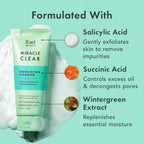 Rael Miracle Clear Facial Cleanser Face Wash (Exfoliating Cleanser, 5.1 oz) | Gentle Exfoliating Deep Pore Cleansing with Succinic Acid & Minerals, Korean Skin Care for Oily & Combination Skin