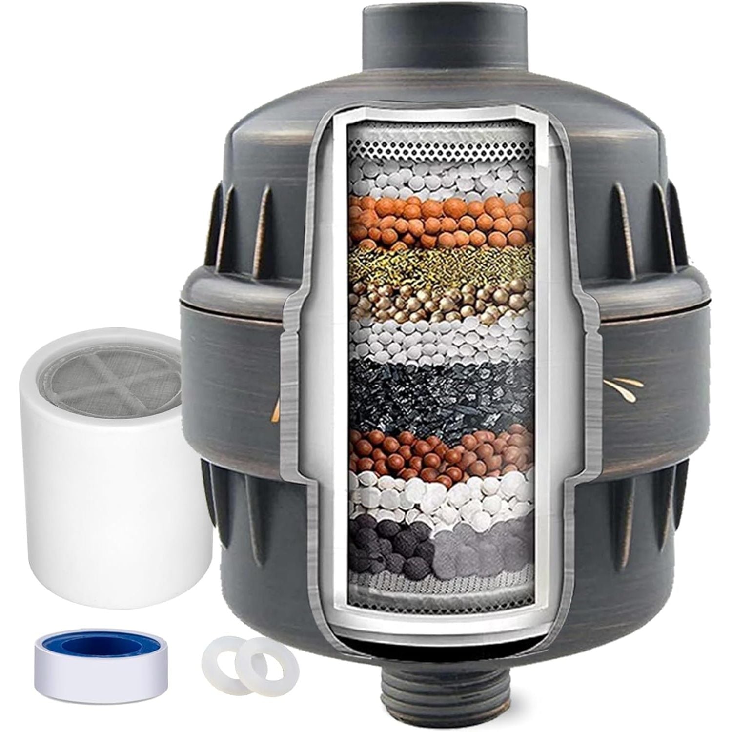 Buy now Shower Water Filter, 15 Stage Shower Head Filter for Hard Water, High Output Water Filters for Removing Chlorine and Fluoride, Improves the Condition of Your Skin, Hair and Nails - ORB 15-Stage ORB at indiglob india