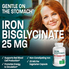 Bronson Iron Bisglycinate 25 mg, 90 Vegetarian Capsules | Gentle on the Stomach, Non-Constipating, Supports Energy & Red Blood Cell Production, Non-GMO, Gluten-Free & Soy-Free