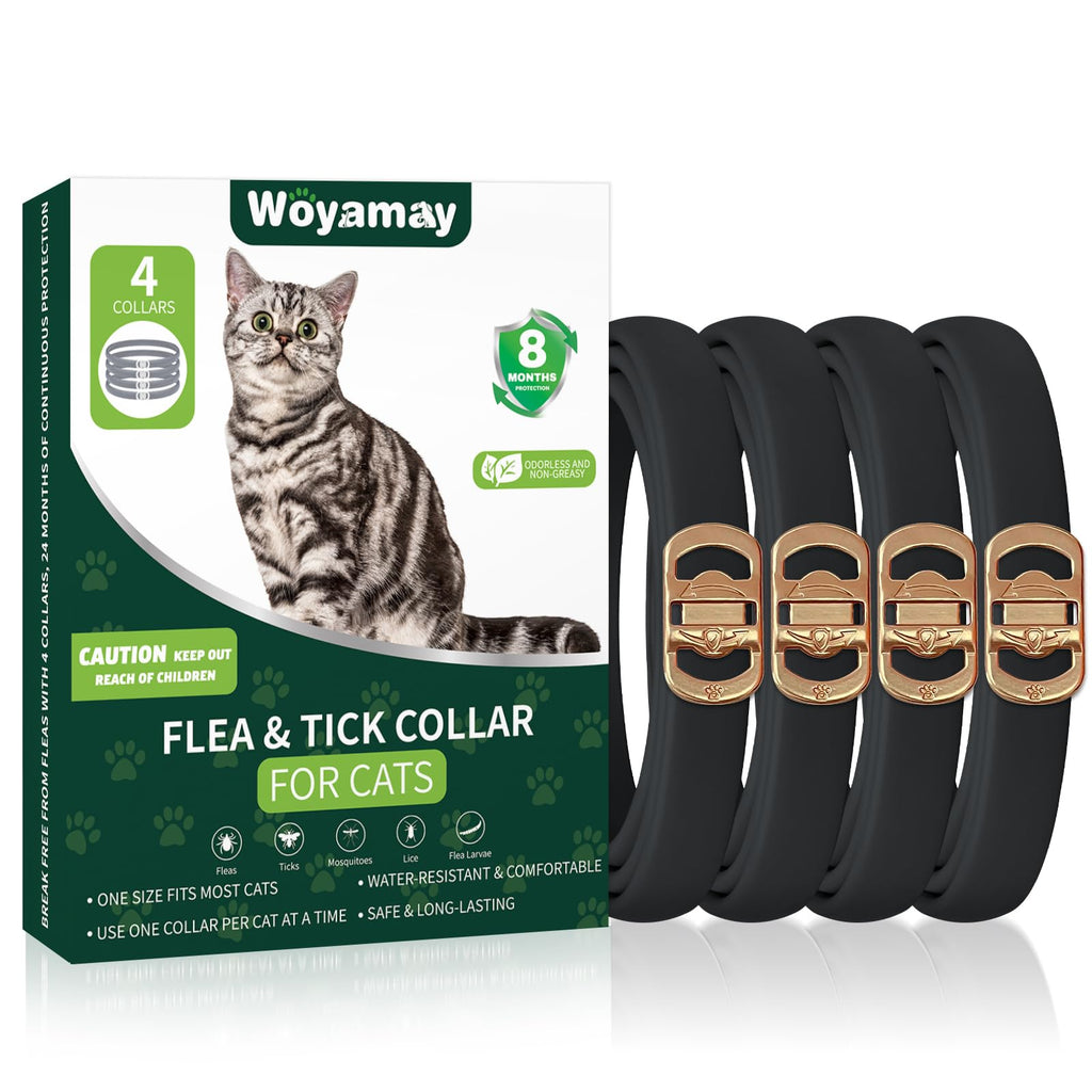 Woyamay 4 Pack Flea Collar for Cats, Cat Flea and Tick Treatment