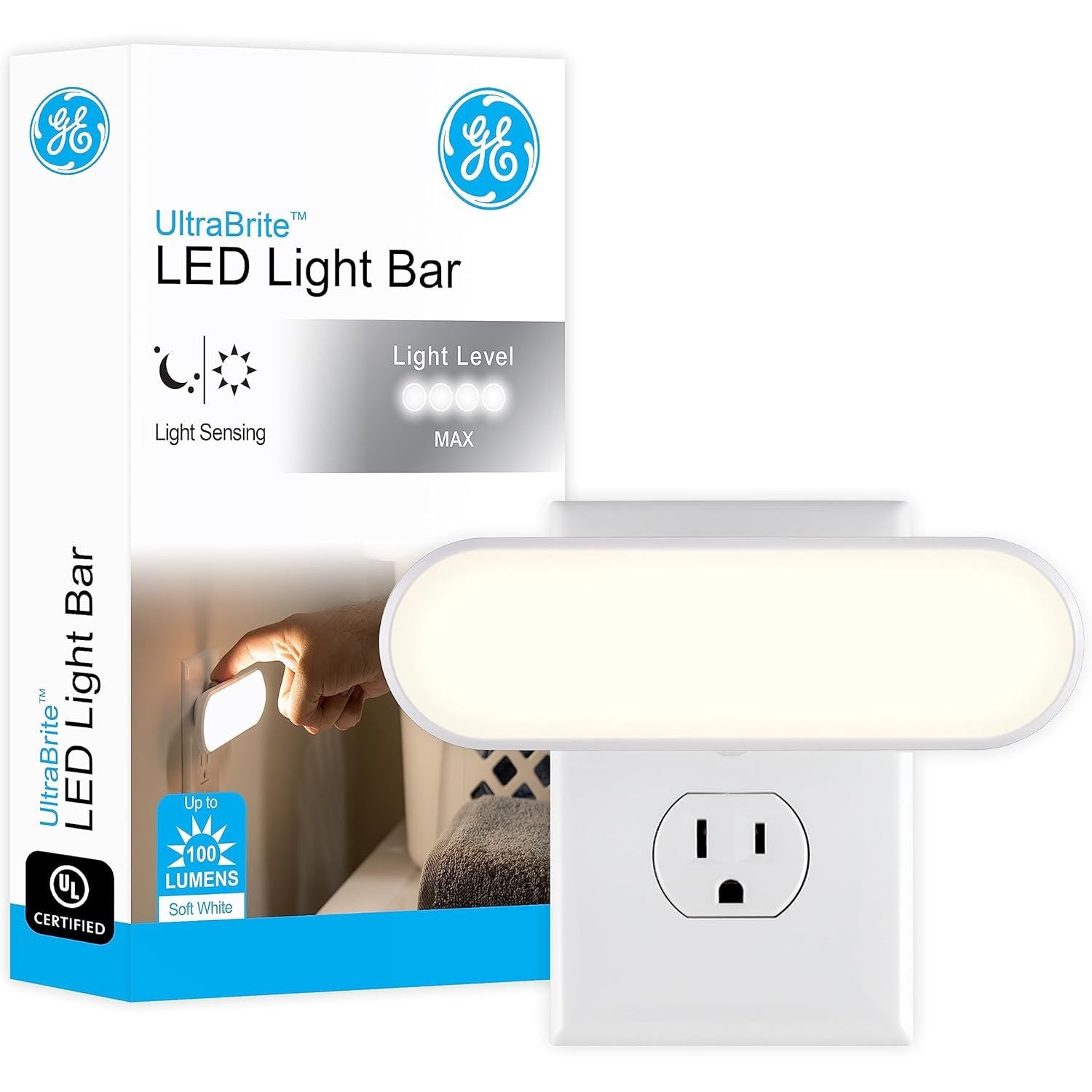 Buy now GE Ultrabrite LED Light Bar Night Lights Plug Into Wall Room Decor Ambient Lighting Dusk to Dawn Sensor Bright Nightlight, White, 100 Lumens, 2 Pack 1 Pack White 100 Lumens at indiglob india