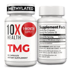 10X Health Tmg Supplements - 60 Capsules | Trimethylglycine: Betaine Anhydrous, Liver & Heart Support, Non-GMO & Gluten-Free