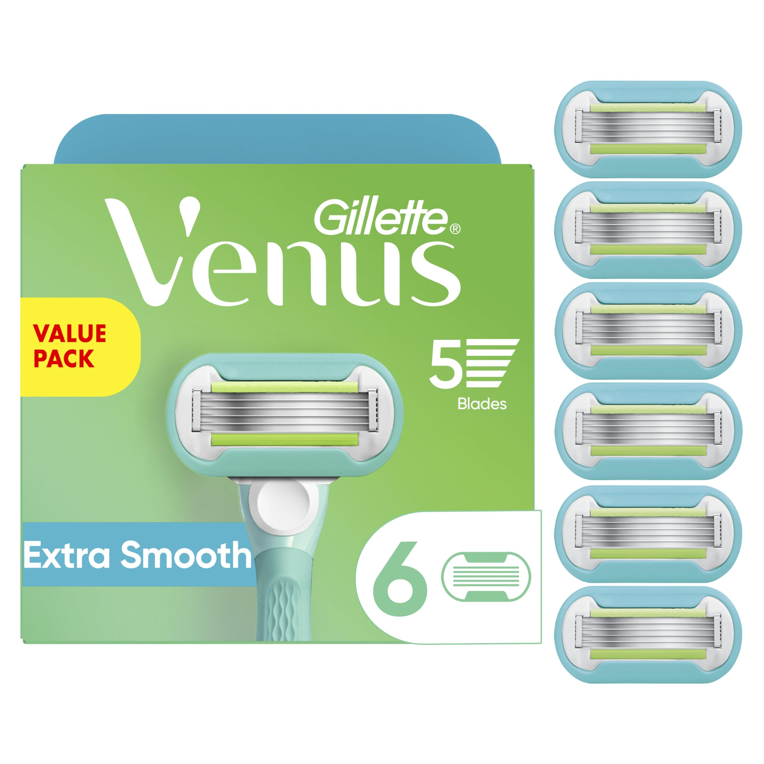Gillette Venus Extra Smooth Womens Razor Blade Refills, 6 Count, Designed for a Close, Smooth Shave