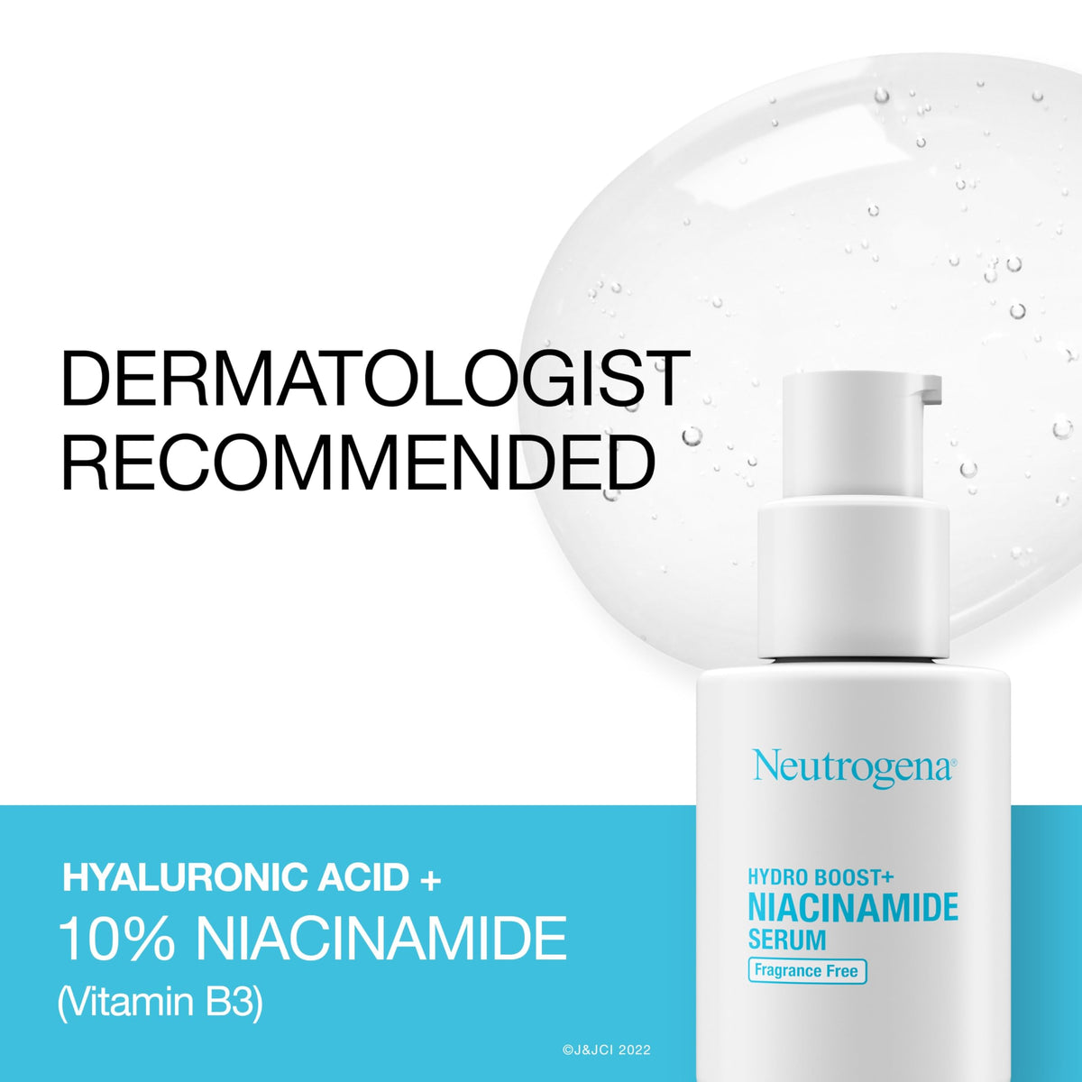 Neutrogena Hydro Boost + Niacinamide Serum for Face with Hyaluronic Acid & Vitamin B3, Multi-Action Face Serum to Hydrate & Improve Skin Complexion & Refine Look of Pores, Fragrance Free, 1 oz