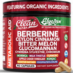 Clean Nutra Berberine and Ceylon Cinnamon Supplement Bitter Melon Glucomannan Gymnema Sylvestre Chromium Moringa Milk Thistle Turmeric Apple Cider Vinegar Digestive Enzymes Inositol Pills 90 Capsules